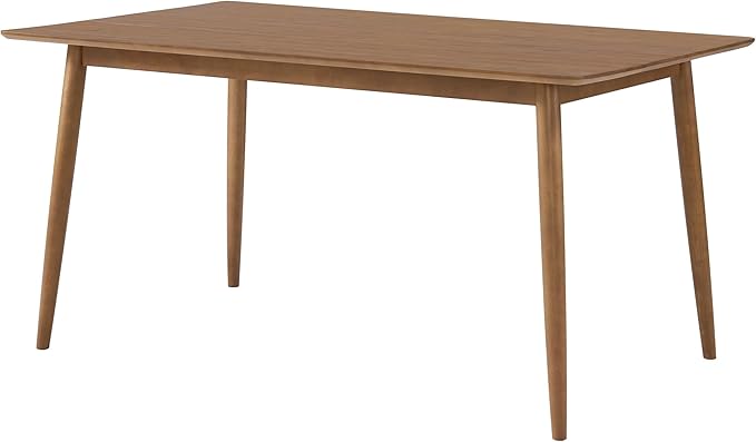 Alaterre Furniture Calais Dining – Mid Century Modern 59-Inch Rectangular Dining Table for 4 – Solid Wood Kitchen and Dining Room Table with Minimalist Design (Warm Pecan Finish)