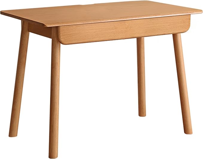 Solid Wood Desk, Mid Century Modern Home Office Desk, Computer Desk with Drawer for Writing Study Vanity 31.49" W