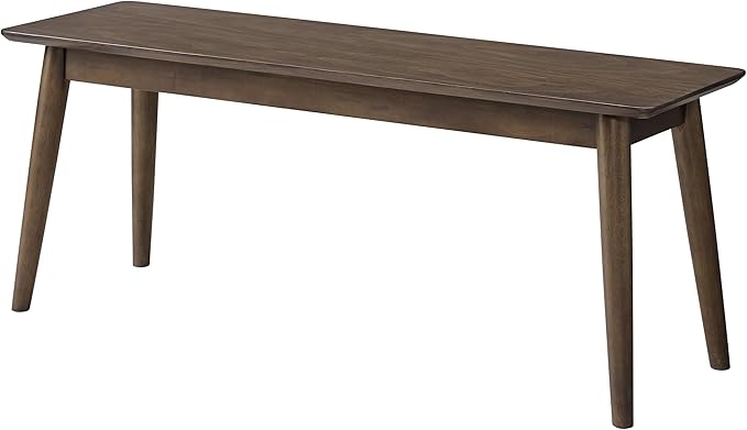 Alaterre Furniture Calais Dining – Mid Century Modern 46-Inch Solid Wood Dining Bench – Entryway Bench with Minimalist Design for Entryway, Dining Room, Kitchen, or Bedroom (Warm Walnut Finish)