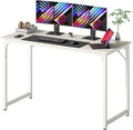 PayLessHere | 47 Inch Computer Desk | White | Office Desk with Metal Frame, Adjustable Feet | Water-Resistant, Scratchproof Surface | Sturdy Writing Table for Home Office or Study | Pack of 1