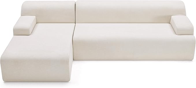 Weture 107" Modular Sectional Cloud Couch, Boneless couches Sponge sectionals for Living Room, High Density Sponges Sofa, Modular L-Shape with Chaise, Beige