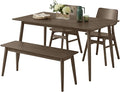 Alaterre Furniture Calais Dining – 4 Piece Dining Table Set for 4 with Chairs and Bench – Mid Century Modern 59-Inch Solid Wood Kitchen & Dining Room Table with Bench, and 2 Chairs (Walnut Finish)