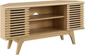 Modway Render Mid-Century Modern Low Profile 46" Corner Media TV Stand in Oak, 15 x 46 x 23