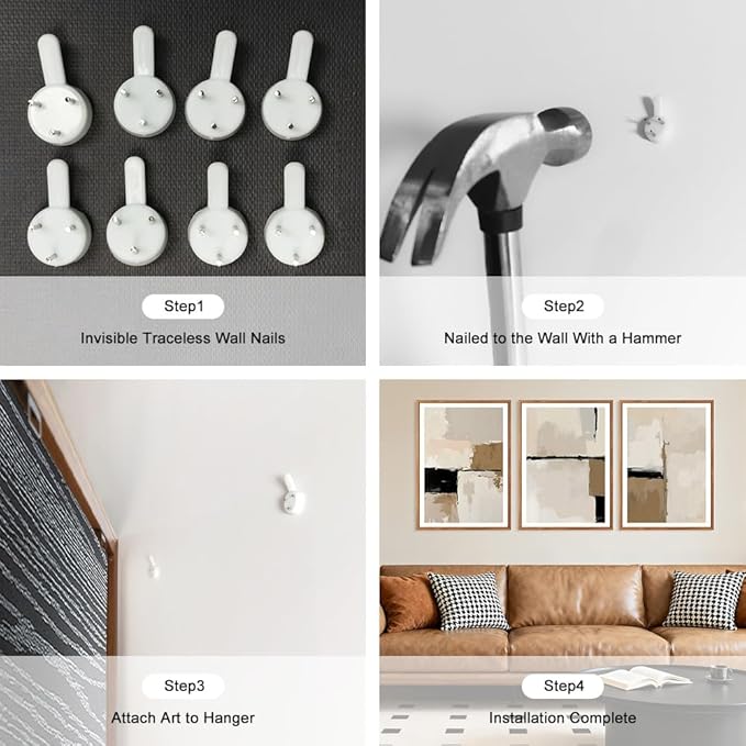 HPINUB Modern Abstract Framed Canvas Wall Art Set,(Set of 3,12X16 Inch) Geometric Line Black White and Beige Textured Wall decor Neutral Gray Minimalist Art Print for Living Room,Dining Room,Office
