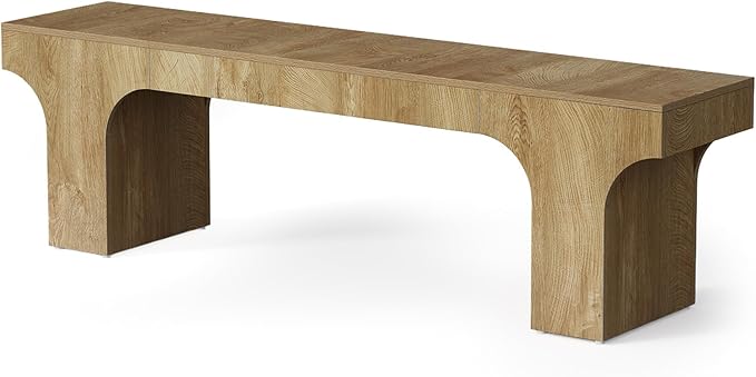 LITTLE TREE 63" Dining Bench, Long Wood Bench for Dining Table, Farmhouse Entryway Bench for Hallway, Living Room, End of Bed, Kitchen