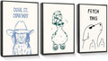 Funny Animal Bathroom Wall Art Set of 3, Cute Funky Dog and Duck Canvas Prints Posters, Simple Fashion Modern Farmhouse Animals Picture for Kids Room Dorm Living Room Wall Decor 12x16 Inch Unframed