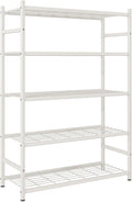 Storage Shelves, 5-Tier Metal Shelving Unit with Adjustable Feet, Shelf Organizer for Garage, Kitchen, Pantry and Closet Organization, 36.4" x 11.8" x 68.3", White