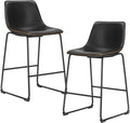 DUMOS 26 Inch Counter Height Bar Stools Set of 2, Modern Faux Leather High Barstools with Back and Metal Leg, Bar Chairs for Kitchen Island, Elegant Black