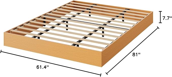 IDEALHOUSE Platform Bed Frame Queen Size,Wooden Slat Support,No Box Spring Needed, Easy Assembly (Pine, Queen)