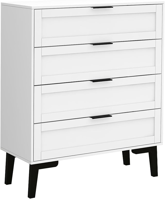 TaoHFE White 4 Drawer Dresser for Bedroom,Wood Lingerie Chest of Drawers for Bedroom,Modern 36inch Tall White Dresser for Bedrooms Living Room, Entryway, Cloakroom