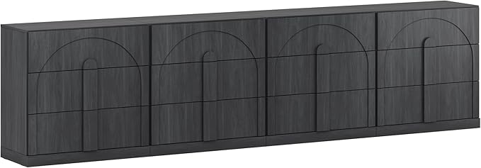BELLEZE 4-Piece Modular TV Stand Set - Modern Entertainment Center with Wide Wooden Handle,Sideboards with Drawers, Classic Media Console Table Cabinet for Living Room (Ebony)