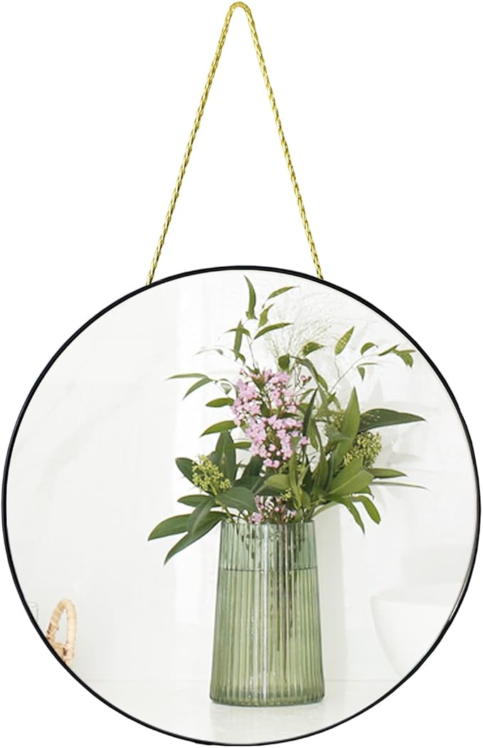 Funerom Black Round Wall Mirror 12.6 Inches Circle Mirror Bathroom Mirrors