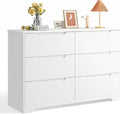 Gizoon 6 Drawer Double Dresser for Bedroom with Anti-Tip Design, Modern Wide Wooden Chest of Drawers with Cut-Out Handles, Closet Storage Organizer and TV Stand for Living Room, Hallway, Entryway