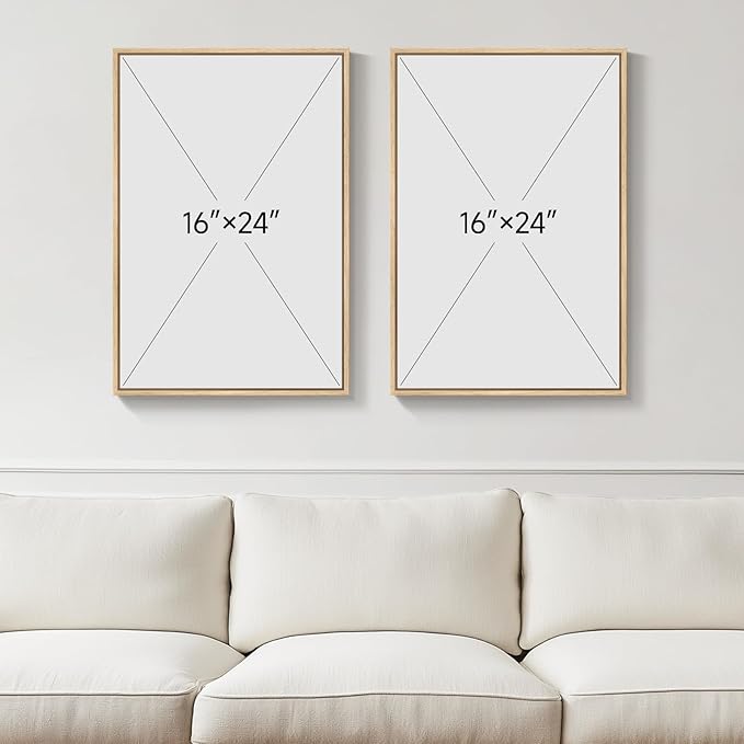 Framed Neutral Abstract Wall Art, Set of 2 Tan and Cream Beige Canvas Prints Paintings Artwork for Walls, Woman Silhouette Pictures for Living Room Dining Room Bedroom Office Wall Decor 16x24 Inch