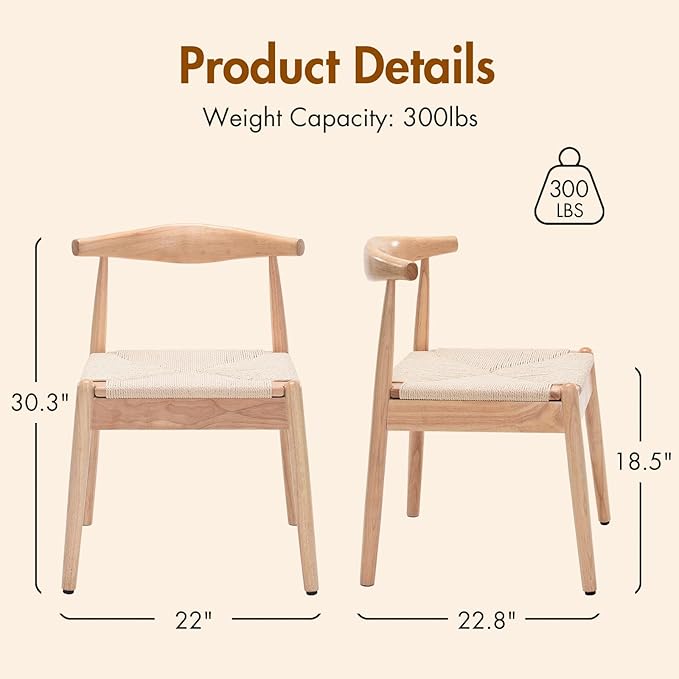 Soohow Dining Chairs Set of 2, Mid Century Modern Kitchen & Dining Room Chairs for Dining Room,Dining Table Chairs with Solid Wood Legs