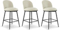 26" Counter Height Swivel Bar Stools Set of 3, Upholstered Faux Leather Barstools with Backs and Metal Legs for Kitchen Island,Cream