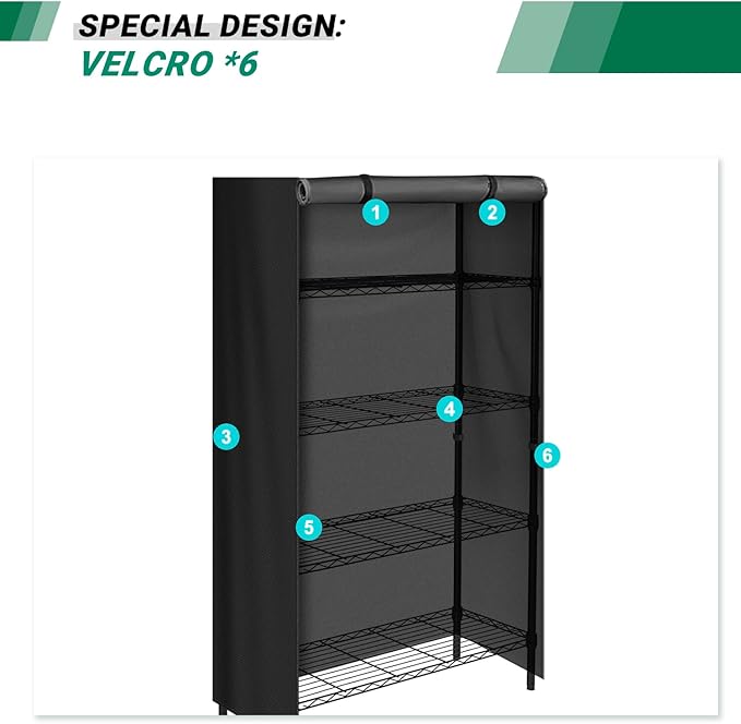 Storage Shelf Cover,Waterproof Shelf Cart Cover Protective Outdoor Indoor Wire Rack Dust Cover with Zipper (36" Wx18 Dx72 H)