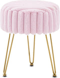 Vanity Stool,Faux Fur Ottoman Foot Stool, Dressing Table Seat with Metal Leg Vanity Chair for Bedroom, Living Room, Entryway, Offices