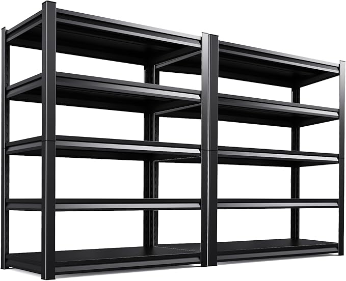 5-Tier Garage Shelving Heavy Duty, 3000LBS Garage Shelves, Adjustable Metal Shelving Unit, Garage Storage Shelves, Utility Storage Rack Shelf，Shelves for Garage Storage, 72"H×59"W×19.7"D, 2 Pack