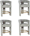 Jofran Gwen Gray Upholstered Counter Stool with Arms – Versatile Barstools – Stylish Seating for Kitchen Dining Room or Home Bar, Natural, Modern Counter Stools,Set of 4