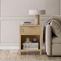 Walsham Natural Nightstand Boho Bedside Tables with Drawer and Storage Shelf Farmhouse Side End Tables for Bedroom Sofa, (Light Weathered Oak, 1 Set)