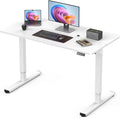 40" Electric Standing Desk Adjustable Height, Sit Stand up Desk for Home Office & Computer Workstation, 2 Memory Height Settings, Splice Board, 2 Hooks, White Frame/White Top