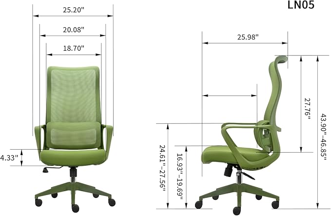 High Back Ergonomic Colorful Office Chair, Breathable Nylon Mesh Desk Chair with Adjustable Lumbar Support, 300LBS Swivel Rolling Computer Chair for Home Office Work, Green (Americana, Green)