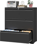 3 Drawer Lateral File Cabinet with Lock, Heavy-Duty Metal Filing Cabinet for Home Office, Steel Storage Compatible with Hanging Files Letter/Legal/F4/A4 Sizes, Black