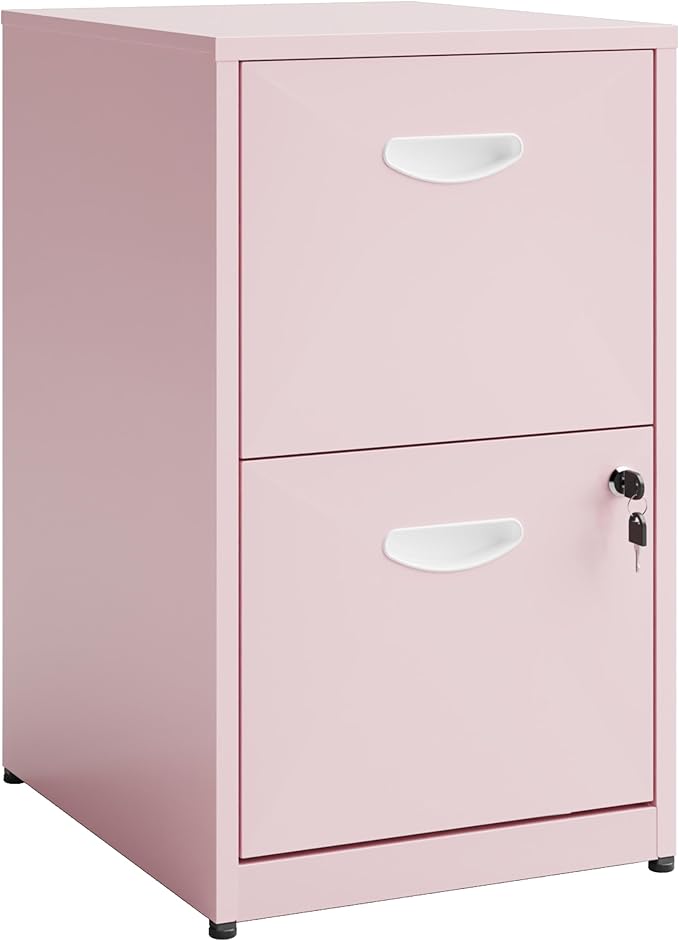 Polup Pink Under Desk File Cabinet, 2 Drawer Locking Cabinet for Home Office, Letter Size - Assembly Required