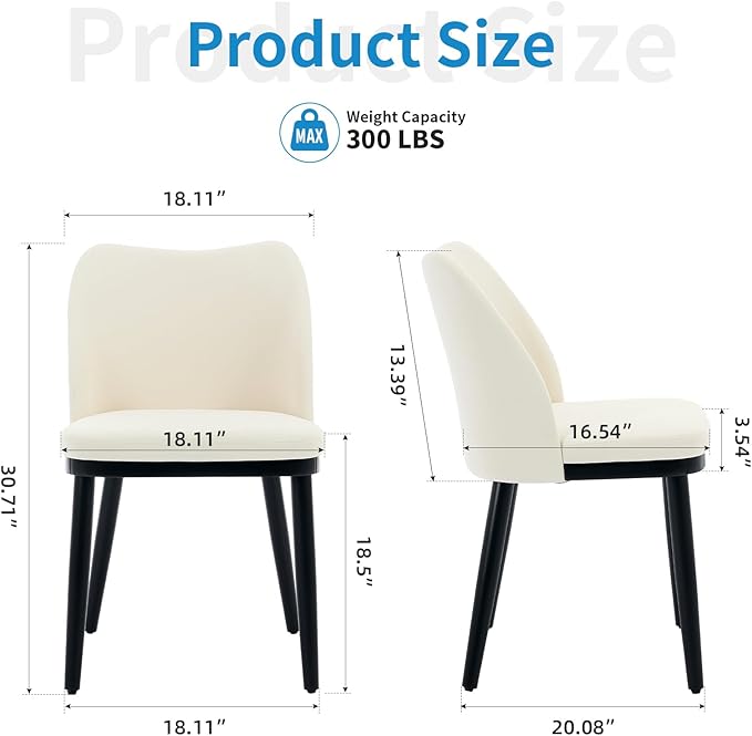 GarveeHome Wooden Dining Chairs Set of 4, Upholstered Kitchen Dining Room Chairs with Padded Seat and Wood Legs, Modern Fabric Side Dinner Chair for Kitchen, Dining Room, Restaurant, Cafe
