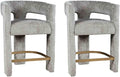 Jofran Gwen Gray Upholstered Counter Stool with Arms – Versatile Barstools – Stylish Seating for Kitchen Dining Room or Home Bar, Natural, Modern Counter Stools, Set of 2