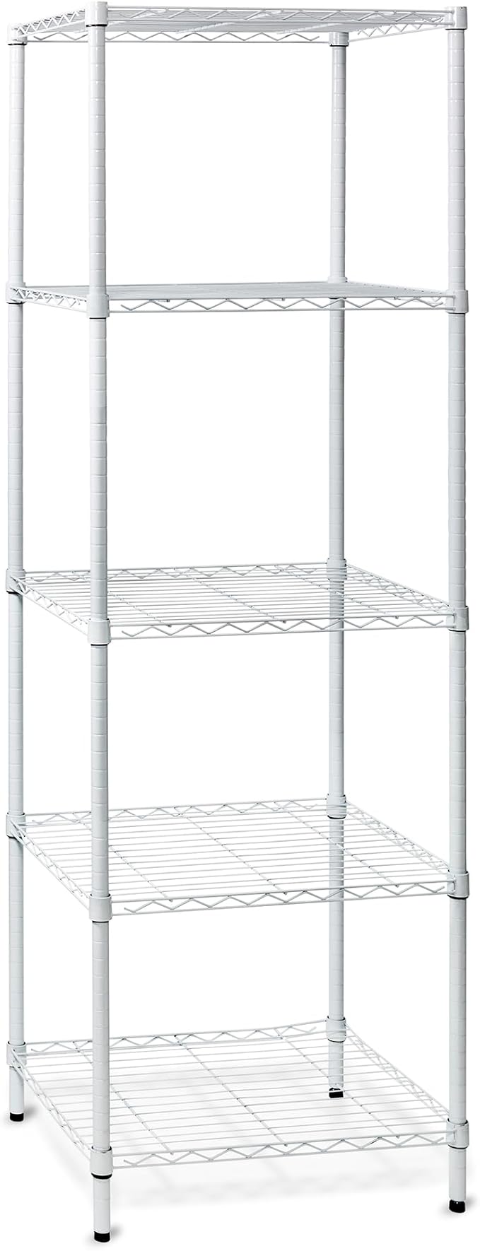 Honey-Can-Do 5-Tier Heavy-Duty Adjustable Shelves, Metal Storage Rack with 250-lb Shelf Capacity, White, 18" W x 24" L x 72" H