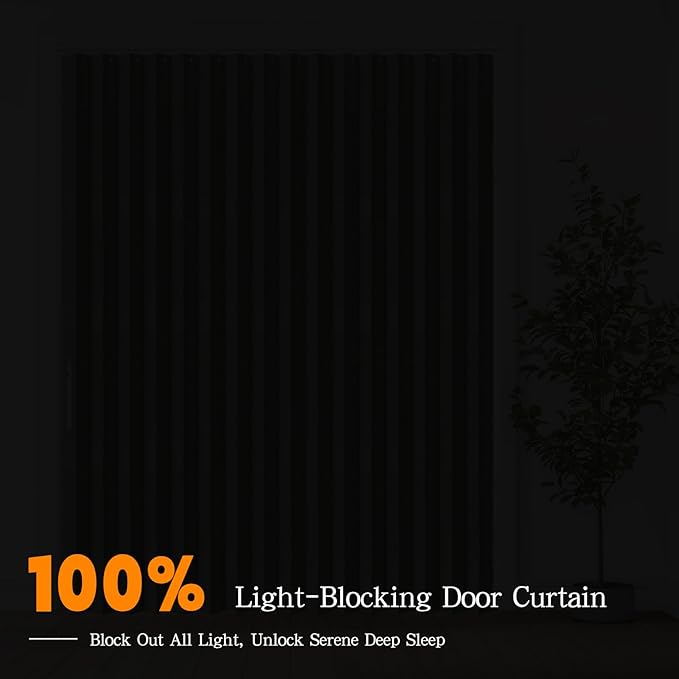 Jilron Accordian Door Curtain, 100% Blackout Folding Magnetic Doorway Curtains,Linen Style Closet Doors,for Room Divider,Privacy Protection（W72 x L78,Grey,1 Panel）