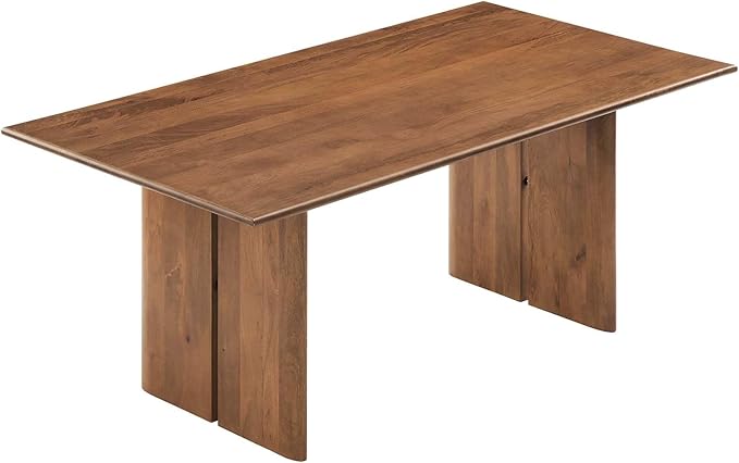 Modway Amistad 72" Solid Wood Modern Farmhouse Rectangular Dining Table in Walnut
