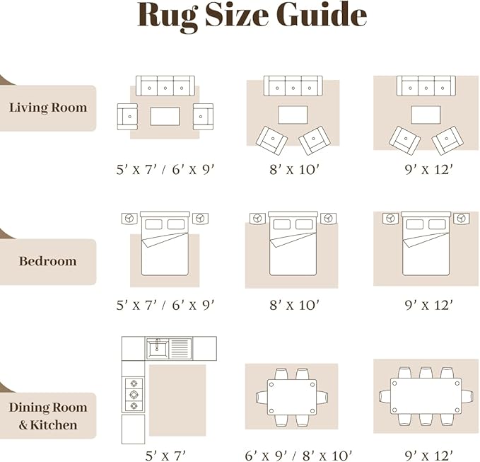 Homemate Washable Rug 10x12 Area Rugs - Vintage Faux Wool Rugs for Living Room Bedroom Dining Room - Non Slip Foldable Carpet Indoor Area Rug for Home Decor（10'x12', Brown