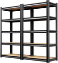 2 Pack Garage Shelving Heavy Duty Storage Shelves, Metal Adjustable Shelving Unit, Utility Garage Organizer Shelf for Basement, Pantry, Kitchen, Warehouse,12" Dx28 Wx71.2 H Black
