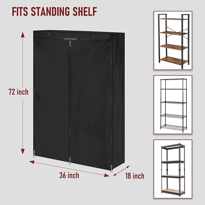 Storage Shelving Unit Cover Waterproof Shelf Cart Cover Protective Outdoor Indoor Storage Rack Dust Covers (36 D x 18 W x 72 H)