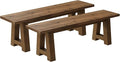 Solid Wood Dining Bench Pair of 2, 55.12-Inch Farmhouse Entryway Bench Seat Indoor for Hallway, Kitchen, Dining Room, Living Room (Dark Brown)