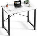 DUMOS 32 Inch Small Computer Desk for Home Office, Modern Study Work Table Simple Style for Bedroom, Writing Desks with X-Shaped ReInchforcement, Black