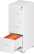 Greenvelly 3 Drawer File Cabinet with Lock, Metal Filing Cabinet for Home Office, Locking Vertical File Cabinet, 18" D File Cabinets for Home Office, Easy Assemble (White)