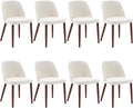 GarveeHome Wooden Dining Chairs Set of 8, Upholstered Kitchen Dining Room Chairs with Padded Seat and Wood Legs, Modern Fabric Side Dinner Chair for Kitchen, Dining Room, Restaurant, Cafe, Beige
