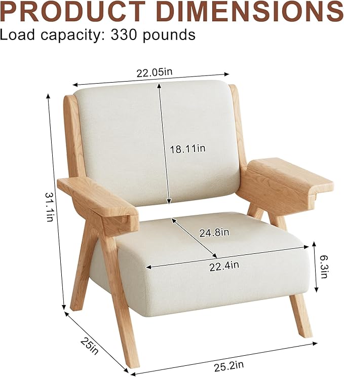 Accent Chair Set of 2, Mid Century Modern Chair, Velvet Upholstered Lounge Arm Chair with Solid Wood, Cozy Seating for Living Room, Bedroom, Balcony (White)