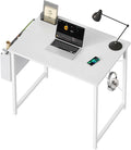 OLIXIS Computer Desk 31 Inch Home Office Desks for Small Spaces, Gaming Writing Study Work Table with Storage Bag and Headphone Hook for Bedroom, White