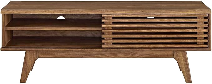 Modway Render 48" Mid-Century Modern Low Profile Media Console TV Stand, 48 Inch, Walnut