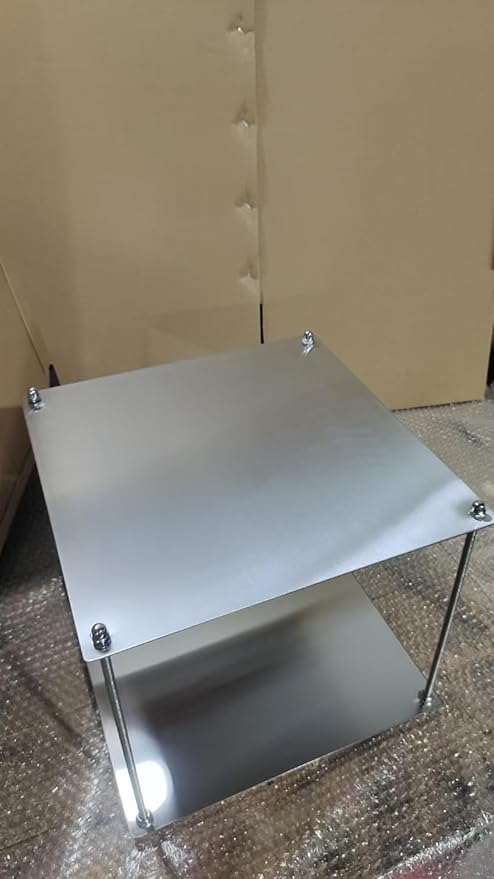Modular Stainless Steel Shelving Unit, Silver Metal Storage Rack, Modern Living Room Side Table,Coffe Table (H12.6'')