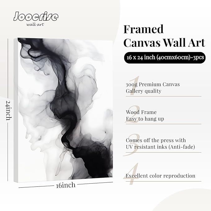 Black White Abstract Wall Art Decor Set of 3 Modern Wall Art Minimalist Canvas Wall Decor Black White Abstract Prints Modern Pictures Minimalist Artwork for Room Bedroom 16x24 Inch Ready to Hang