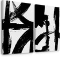 Black and White Wall Art Abstract Modern Painting Minimalist Line Canvas Wall Art Decor Black And White Poster Abstract Artwork Prints for Living Room Bedroom 16x24 Inch Wrapped Canvas Set of 2