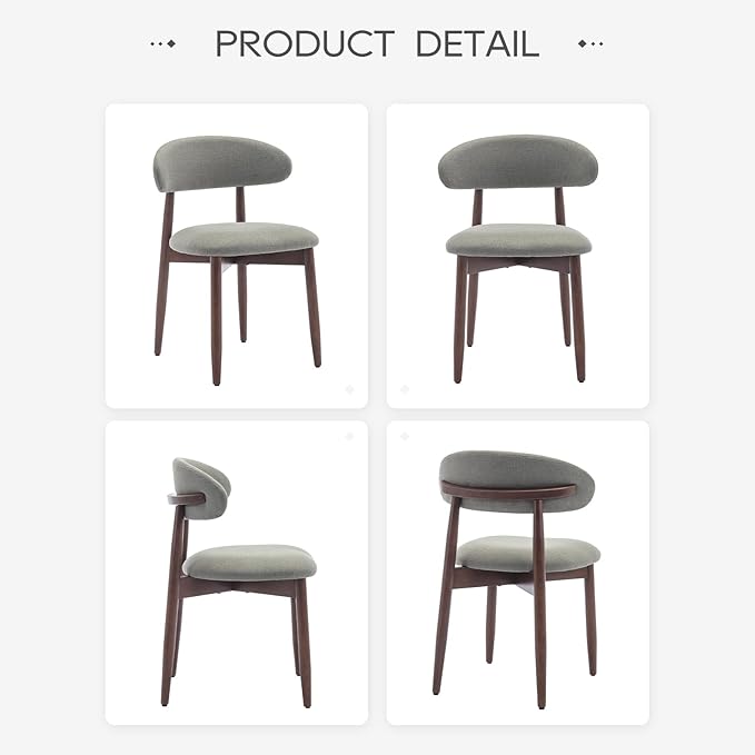 COLAMY Wooden Dining Room Chairs Set of 2, Modern Upholstered Fabric Dining Chairs, Farmhouse Kitchen Side Chair with Foot Pegs, Green