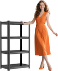 PRESTELION 4-Tier Storage Shelves Adjustable Metal Shelving Unit Garage Shelving Heavy Duty Storage Rack for Laundry Bathroom Kitchen Pantry Closet(13.8" D x 23.6" W x 44" H),Black