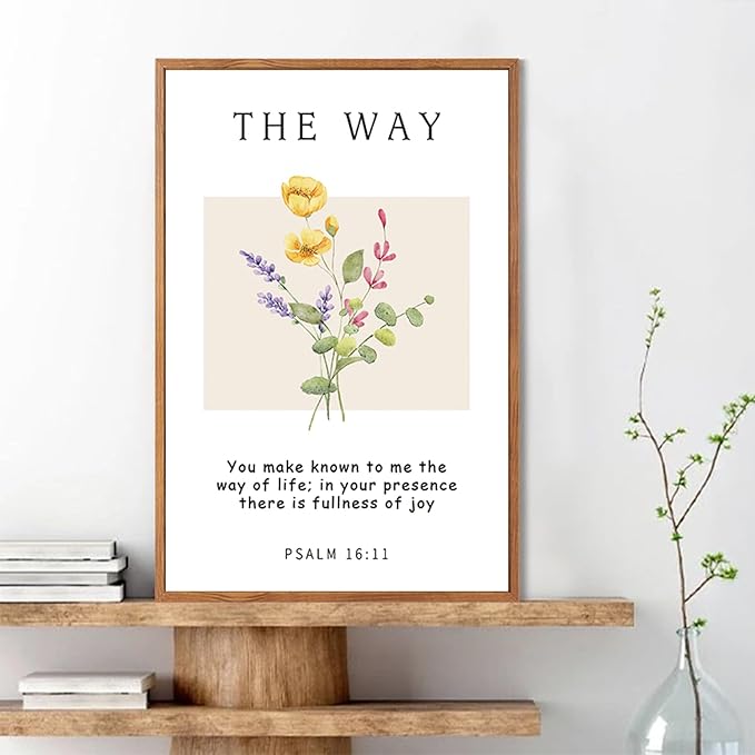 CHDITB Bible Verse Floral Framed Canvas Wall Art Set, Scripture Wall Decor, Christian Watercolor Botanical Painting, Inspirational Faith Art Prints for Living Room, Bedroom, Office 24"x36"x3